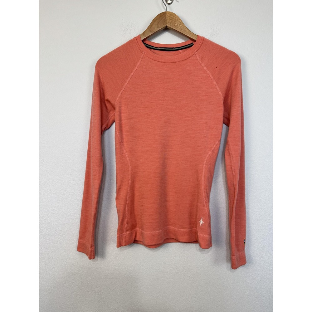 Smartwool Merino 250 Base Layer Shirt Women's Small Orange Long Sleeve Thermal